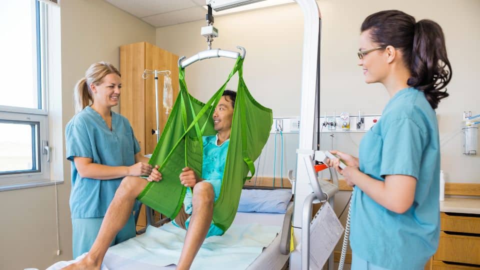 Employing hoists to assist patients