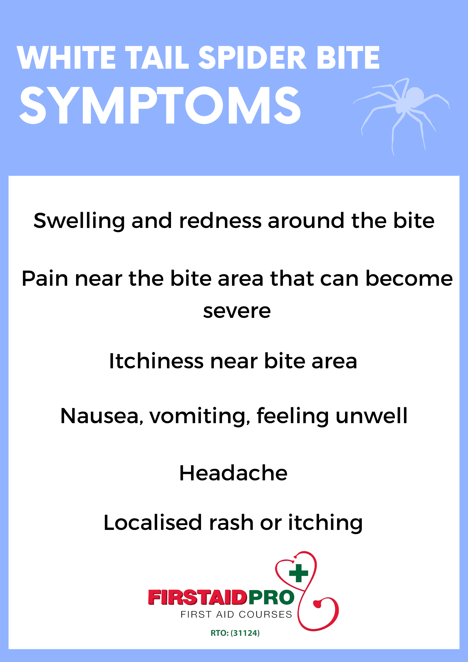 White Tail Spider bite symptoms