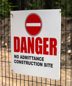 danger for construction site warning sign