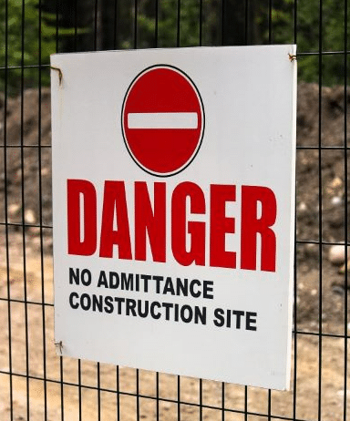 danger for construction site warning sign