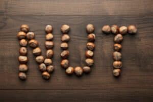 word of nuts made from hazelnuts