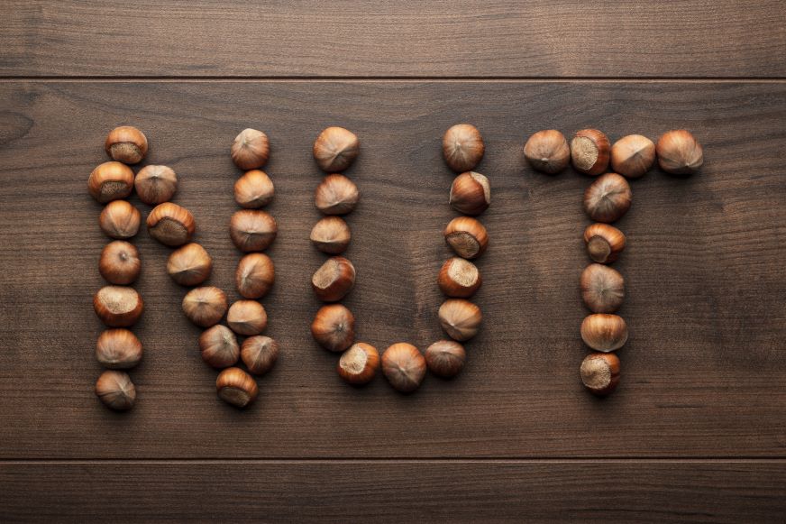 word of nuts made from hazelnuts