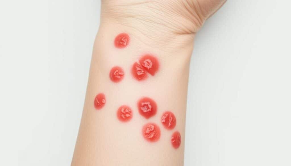 Red legions, shingles rash