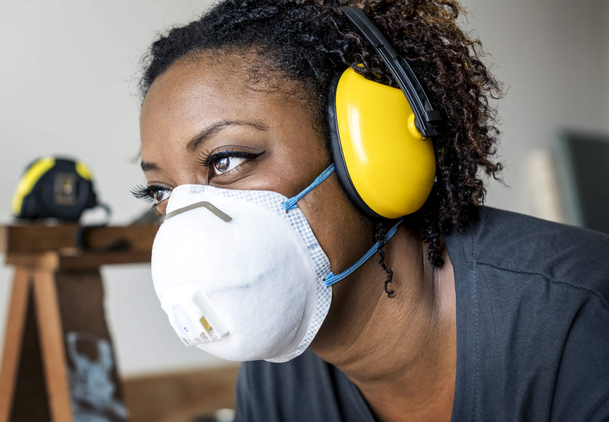 woman wearing PPE