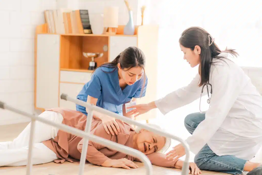 Students practising safe mobility assistance in NDIS training NT