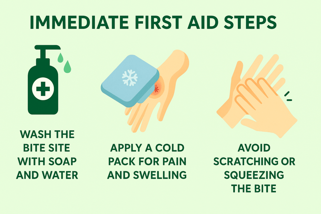 Spider bite first aid steps