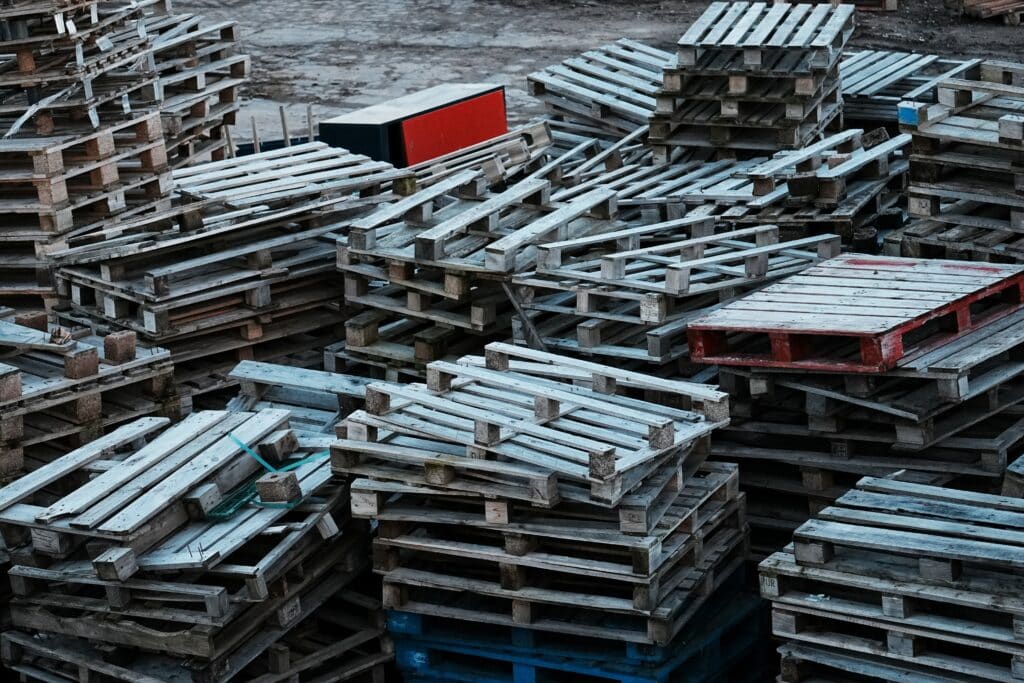 pile of old wooden pallets