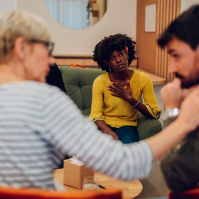 African american woman psychologist on a group therapy session